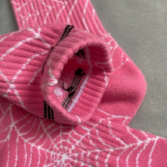 Sp5der Spider Print Ribbed High Socks Unisex Pink - Picture 6 of 6